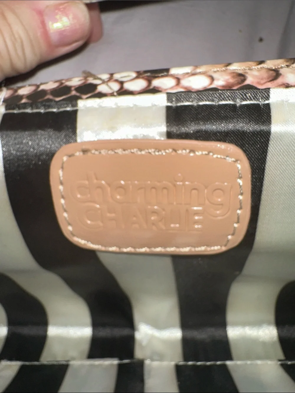 NWOT Charming Charlie Snake-Print Clutch in Brown and Black cute 🥰